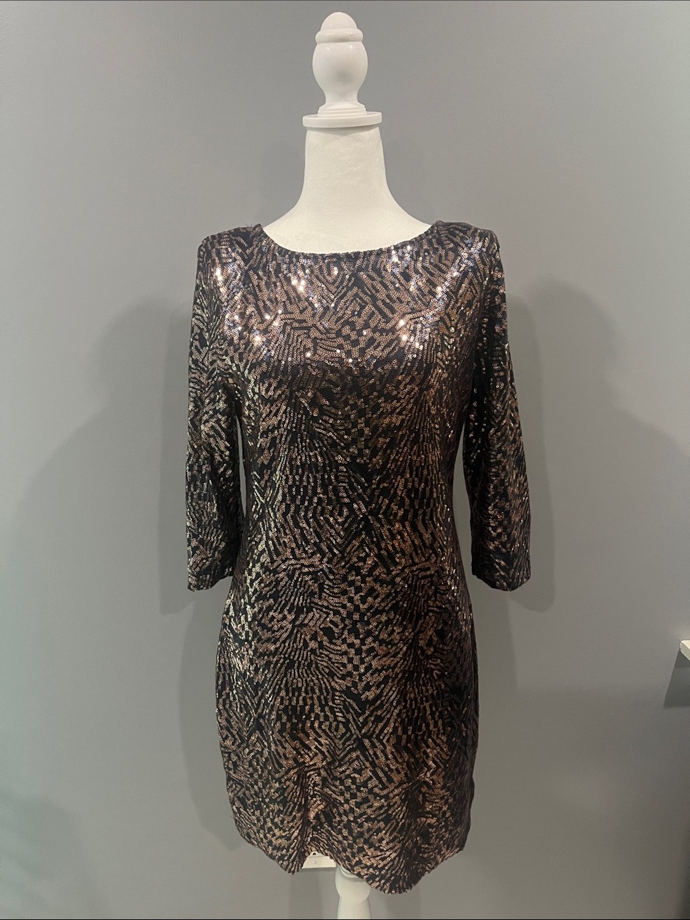 Akira Chicago Sequined Navy Blue  and Rose Gold Party Dress